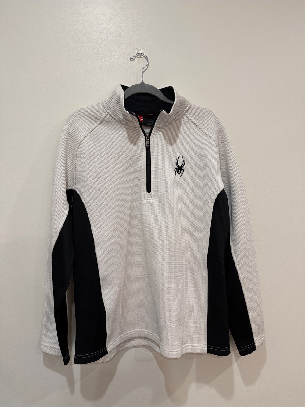 Spyder White and Black Half-Zip Performance Pullover